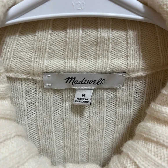 Madewell Cream Ribbed Button-Up Wool Blend Cardigan Sweater Size M - Picture 5 of 12